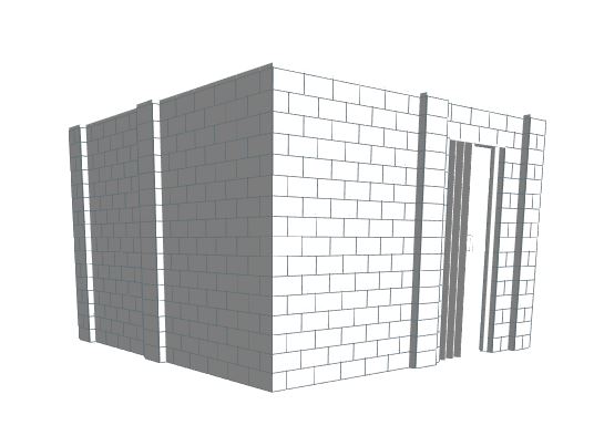 L Shaped Wall - W/ Door - 12 x 12 x 8 Ft